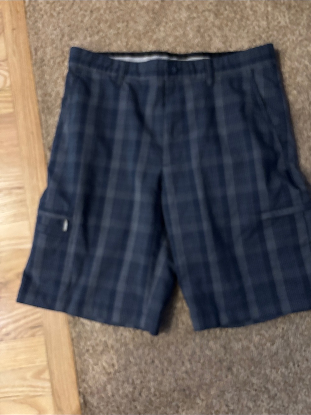 Greg Norman Collection Navy Plaid Cargo Shorts